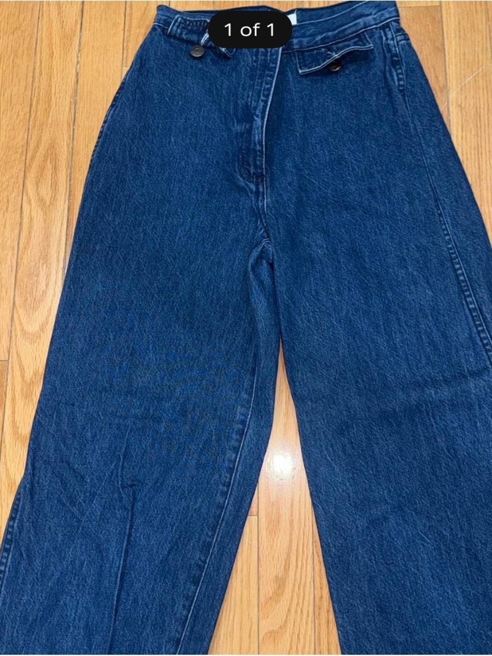 Aritzia Dark Blue High-Waist Wide-Leg Jeans